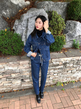 ルーズフィットバックレーベルポイントダークデニムジャケット/LOOSE FIT BACK LABEL POINT DARK DENIM JACKET [17707]