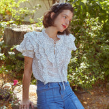 フリルウィングリボンブラウス / Frill Wing Ribbon Blouse (DOT)