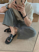 ASCLO Open Collar Linen Short Sleeve Shirt (6color)
