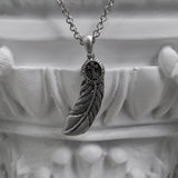 フェザー クロス ネックレス / [BLESSEDBULLET]feather cross necklace_vintage silver