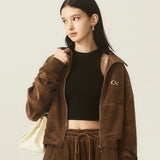 OS LOGO VELOUR CROP ZIP-UP - 4COLOR