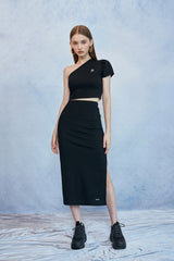 HIDE One Shoulder Top (Black) (6570997514358)