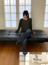 Tito diagonal pleated two-tone long sleeve knit