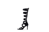 Elastic Strap Long Sandal Heel(Black)