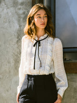 フリルシャーリングリボンブラウス / Frill Shirring Ribbon Blouse