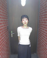ストラップメッシュTシャツ_ grey