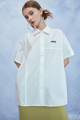 HIDE Cutting Half Sleeves Shirt (White) (6570994991222)