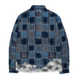 BBD Classic Logo Patchwork Pattern Layered Denim Shirt (Blue)