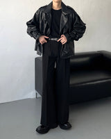 GMレザーバルーンショートジャケット/GM leather balloon short jacket (1 colors)