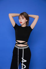 XストリングクロップドTシャツ / TOP(4653) X-string cropped tee