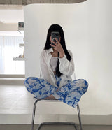 防水タイダイ プリーツ ワイドパンツ / [Made] Waterproof tie die pleats wide pants (2 colors)