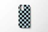 チェッカーボードアイフォンケース/(gel hard) Black&Blue Checkerboard Phone Case