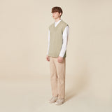 V NECK KNIT VEST_LIGHT KHAKI (6610809847926)
