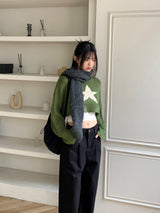 Limu Green Star Crop Knit