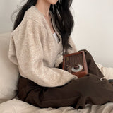 Off-Center Button Front Crop Cardigan