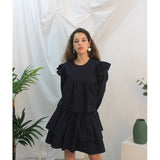 Floria shirring skirt (navy) (6656432767094)