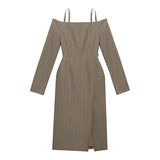 Off-the-shoulder slim long dress