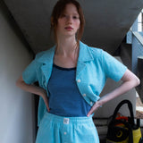 フラワーテリーハーフシャツ / FLOWER TERRY HALF SHIRT_BLUE
