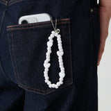ペブルフォンストラップキーリング / WHITE PEBBLE PHONE STRAP KEY RING