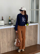 ハートロゴクロップスウェット/HEART LOGO CROP SWEATSHIRTS (NAVY)