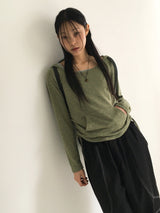 Elt ボカシシャーリングストラップスリムフードTシャツ