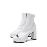Open Toe Block Heel(White)