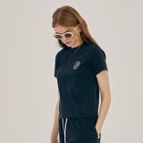 モーメントクールコットンニードルワーク 1/2 Tシャツ / moment coolcotton needlework 1/2 tee (navy)