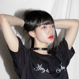 Stud Leather Choker - BLACK