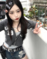 Y2K ワッフル2WAY クロップドフーディジップアップ / Y2K Waffle Two-Way Cropped Hoodie Zip-Up