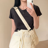 デイリーラベルセミクロップショートスリーブTシャツ