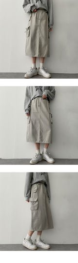 ペディストリングポケットカーゴロングスカート/pedi string pocket cargo long skirt