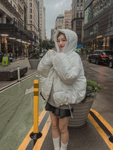 (UNISEX) マシュマロフードクロップダウン