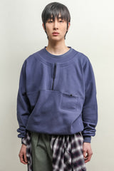 ハーフジップレイヤードスウェットシャツ / HALF ZIP LAYERD SWEATSHIRTS-SHADOW NAVY