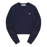 スモールチェリーケーブルクロップニット／SMALL CHERRY CABLE CROP KNIT [DARK NAVY]
