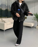 UI Mink Fur Hood Zip-Up Jumper (4 colors)