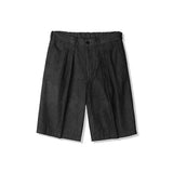 デニムワイドカーブフィット2タックバルミューダパンツ / DENIM WIDE CURVE FIT TWO TUCK BERMUDA PANTS BLACK