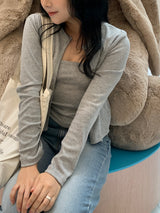 メープルスリムカーディガンノースリーブセット / Maple Slim Cardigan Sleeveless Set (3 colors)