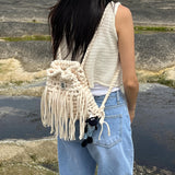 fringe mini backpack (ivory)