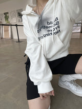 クロップドットフードジップアップ / Crop dot hood zip-up