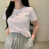 デイリーラベルセミクロップショートスリーブTシャツ