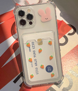 モチラビットピンクキャロットカードストレージフォンケース