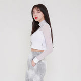 シースルービッグクロップTシャツ/TOP(8218) see-through big crop Tee