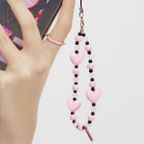 HIGHTEEN PINK HEART PHONE STRAP