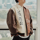 ビーガンレザーバーシティジャケット/VEGAN LEATHER VARSITY JACKET_BROWN
