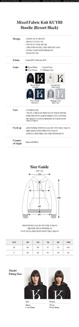 Mixed Fabric Knit KUYRI K Hoodie (Resort Black)