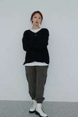ラージVネックニット/Large V-Neck Knit (7color)