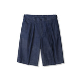 デニムワイドカーブフィット2タックバルミューダパンツ / DENIM WIDE CURVE FIT TWO TUCK BERMUDA PANTS INDIGO