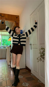 ストライプウールニットカーディガン/striped wool knit cardigan