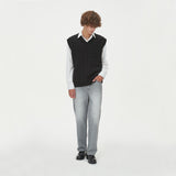 BLOCK LINK KNIT VEST_BLACK (6610821415030)