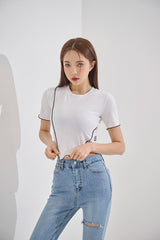 アンバランスクロップTシャツ/TOP(9190) VV Unbalance Crop Tee